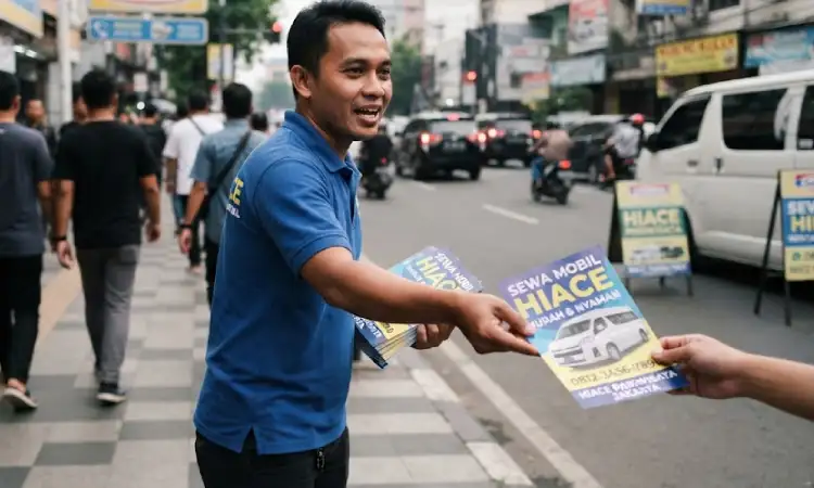 Menyebarkan brosur, Sumber: AI